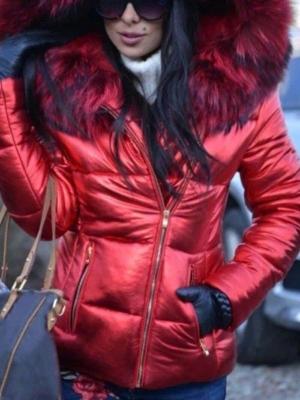 Red Casual Women's Down Cotton-Padded Jacket - Picture 1 of 4